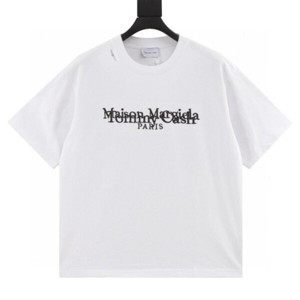 designer,replica,clothing,fake,1:1,lv,luxury,high quality Maison Margiela joint TommyCash embroidered logo round neck short-sleeved T-shirt (D9E9)