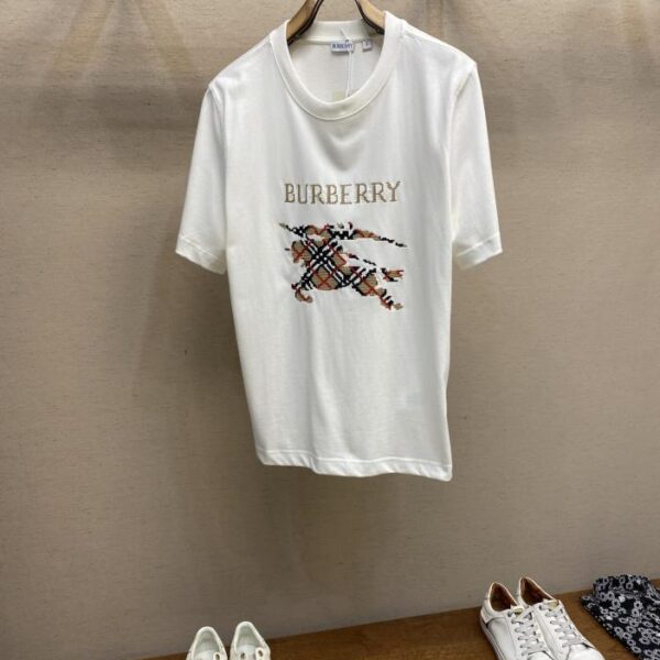 designer,replica,clothing,fake,1:1,lv,luxury,high quality Burberry Plaid War Horse Round Neck Short Sleeve (1BC8)