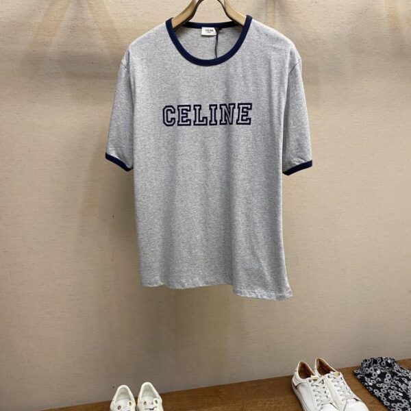 designer,replica,clothing,fake,1:1,lv,luxury,high quality Celine flocked printed round neck short sleeves (7EB4)