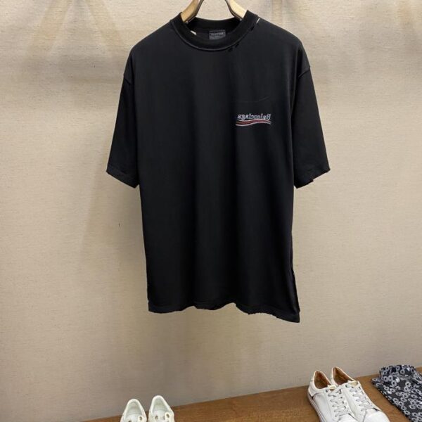 designer,replica,clothing,fake,1:1,lv,luxury,high quality Balenciaga reverse cola crew neck short sleeves (3A12)
