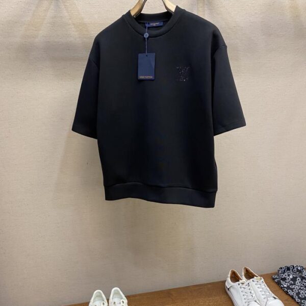designer,replica,clothing,fake,1:1,lv,luxury,high quality LV small dark diamond round neck short sleeves (BEFE)