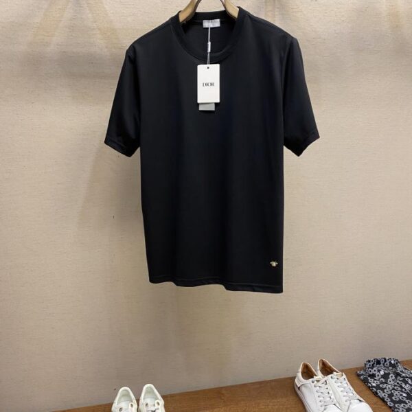 designer,replica,clothing,fake,1:1,lv,luxury,high quality Dior hem gold thread bee embroidery pure cotton short-sleeved T-shirt (BF95)