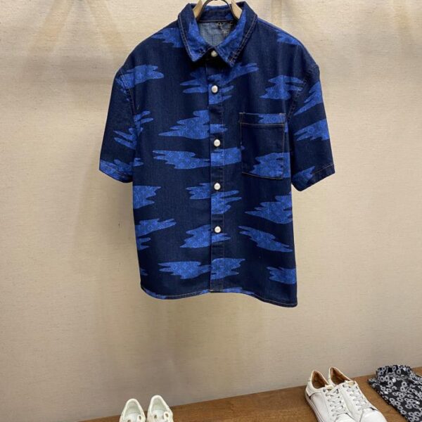 designer,replica,clothing,fake,1:1,lv,luxury,high quality Louis Vuitton’s new moiré jacquard denim shirt jacket (E194)