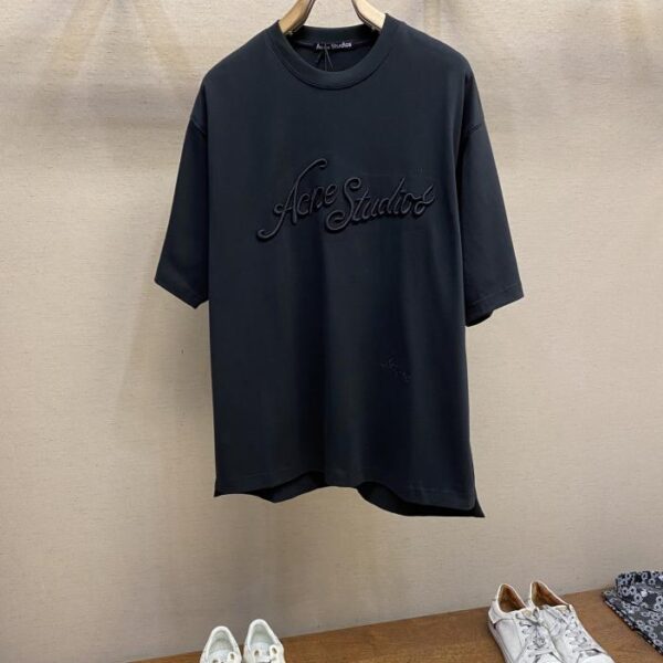 designer,replica,clothing,fake,1:1,lv,luxury,high quality Acne Studios summer new heavy industry embroidery logo pink short-sleeved T-shirt (388F)