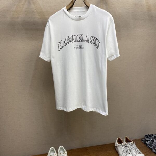 designer,replica,clothing,fake,1:1,lv,luxury,high quality MM6 Margiela new mottled curved letter T-shirt for men and women (89F5)
