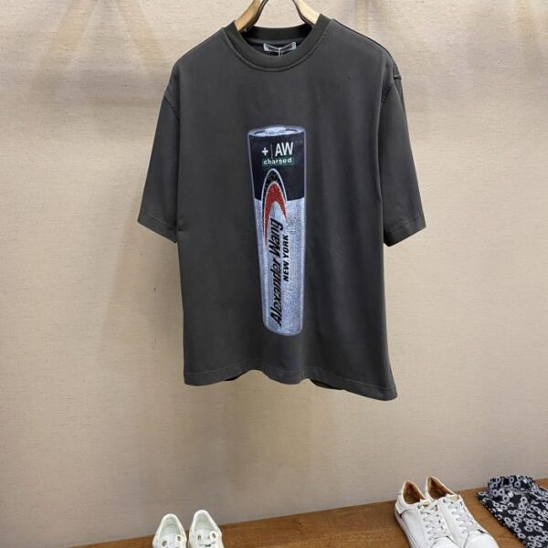 designer,replica,clothing,fake,1:1,lv,luxury,high quality Alexander Wang Battery Flash Diamond Heavy Industry Fried Color Half Sleeve T-Shirt (22A4)