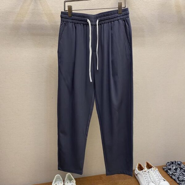 designer,replica,clothing,fake,1:1,lv,luxury,high quality BV blue and gray drawstring elastic waist straight casual pants (C7CF)