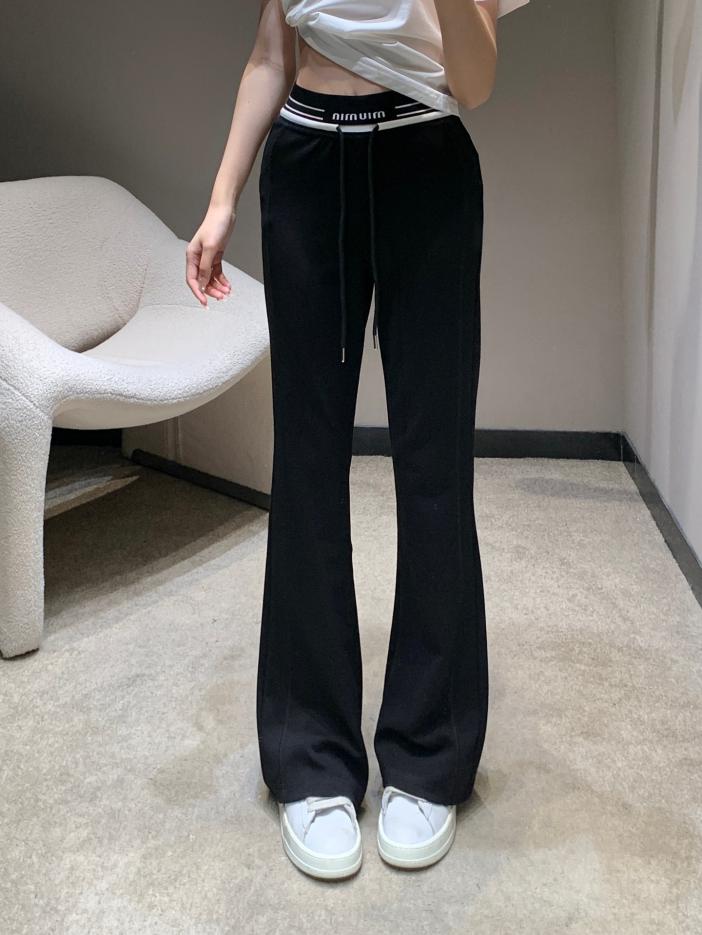 designer,replica,clothing,fake,1:1,lv,luxury,high quality Miu Miu Spring and Summer New Style Contrast Letter Waist Slightly Flared Casual Pants (4E0E) designer,replica,clothing,fake,1:1,lv,luxury,high quality Miu Miu Spring and Summer New Style Contrast Letter Waist Slightly Flared Casual Pants (4E0E)