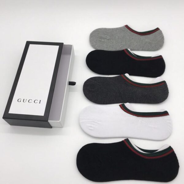 designer,replica,clothing,fake,1:1,lv,luxury,high quality GUCCI semi-invisible socks, pure cotton quality, 5 pairs in a box, can be worn by both men and women (C73E)
