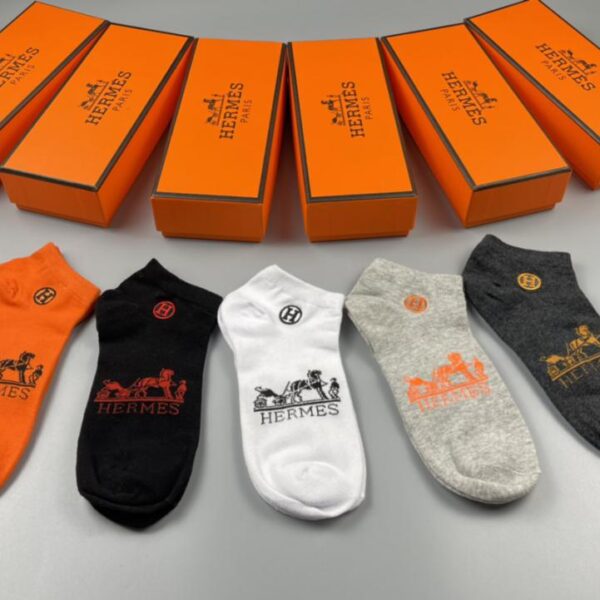 designer,replica,clothing,fake,1:1,lv,luxury,high quality HERMES new pure cotton material, comfortable and breathable, 5 pairs in a box (D443)