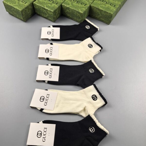 designer,replica,clothing,fake,1:1,lv,luxury,high quality GUCCI high-end custom counter latest pure cotton good quality 5 pairs in a box (719B)