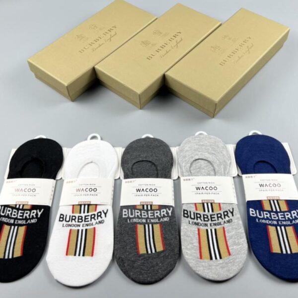 designer,replica,clothing,fake,1:1,lv,luxury,high quality Burberry new summer invisible socks, pure cotton quality, 200 needle density, strong sweat absorption, 5 pairs in a box (5FD5)