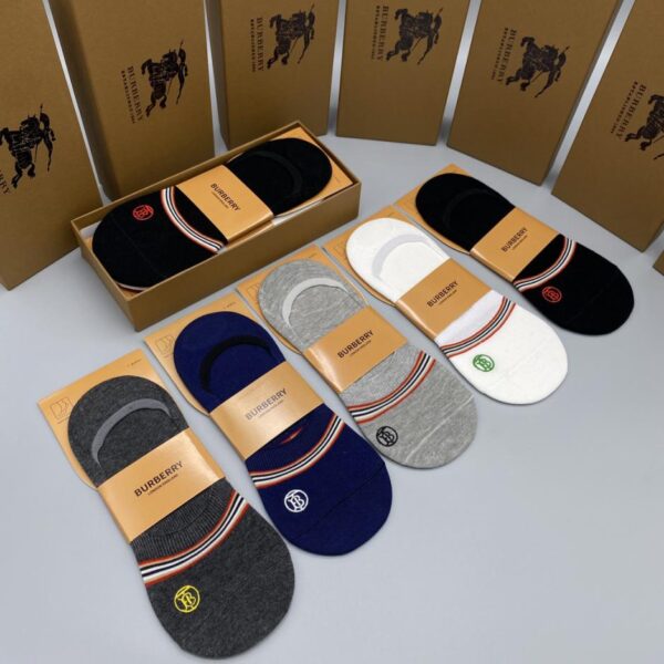 designer,replica,clothing,fake,1:1,lv,luxury,high quality New Burberry invisible socks, antibacterial, sweat-absorbent and anti-odor, five pairs in a box (E34E)