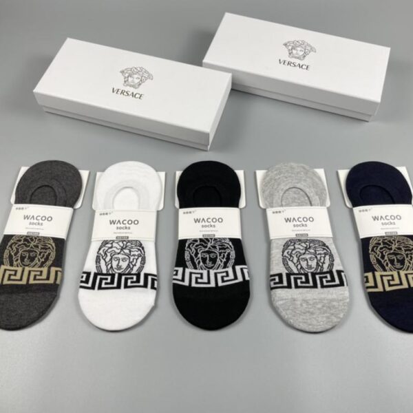 designer,replica,clothing,fake,1:1,lv,luxury,high quality VERSACE pure cotton quality, comfortable on the feet, sweat-absorbent and breathable, 5 pairs in a box (83B3)