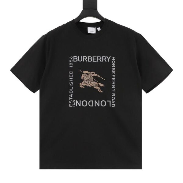 designer,replica,clothing,fake,1:1,lv,luxury,high quality Burberry square letter gold war horse print short-sleeved T-shirt (2384)