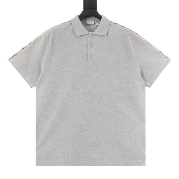 designer,replica,clothing,fake,1:1,lv,luxury,high quality Burberry war horse embroidered plaid shoulder short-sleeved POLO shirt (3C32)