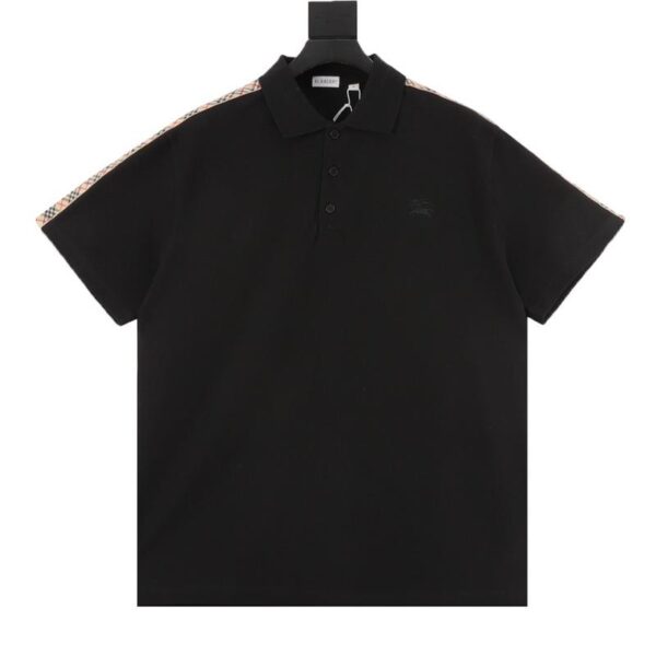designer,replica,clothing,fake,1:1,lv,luxury,high quality Burberry war horse embroidered plaid shoulder short-sleeved POLO shirt (4975)