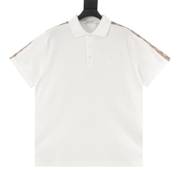 designer,replica,clothing,fake,1:1,lv,luxury,high quality Burberry war horse embroidered plaid shoulder short-sleeved POLO shirt (AF09)