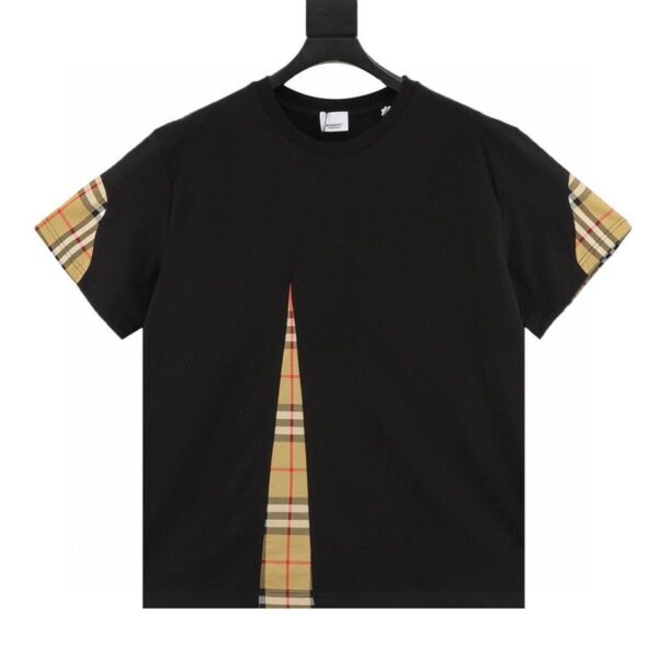 designer,replica,clothing,fake,1:1,lv,luxury,high quality Burberry plaid patchwork short-sleeved T-shirt (1681)