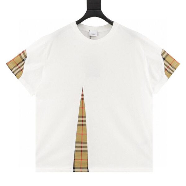 designer,replica,clothing,fake,1:1,lv,luxury,high quality Burberry plaid patchwork short-sleeved T-shirt (C54D)