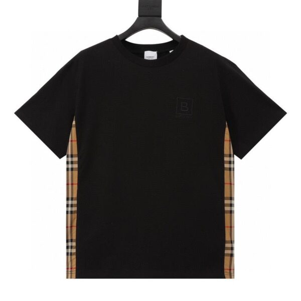 designer,replica,clothing,fake,1:1,lv,luxury,high quality Burberry B logo embroidered plaid patchwork short sleeves on the chest (4BC6)