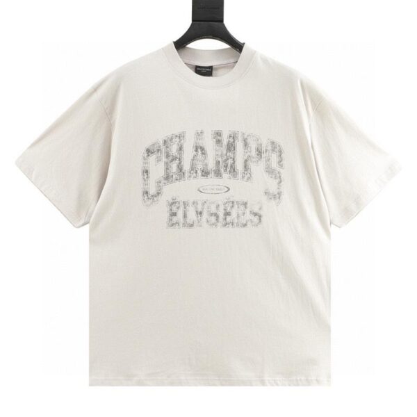 designer,replica,clothing,fake,1:1,lv,luxury,high quality Balenciaga blurred English letter printed short-sleeved T-shirt (E377)