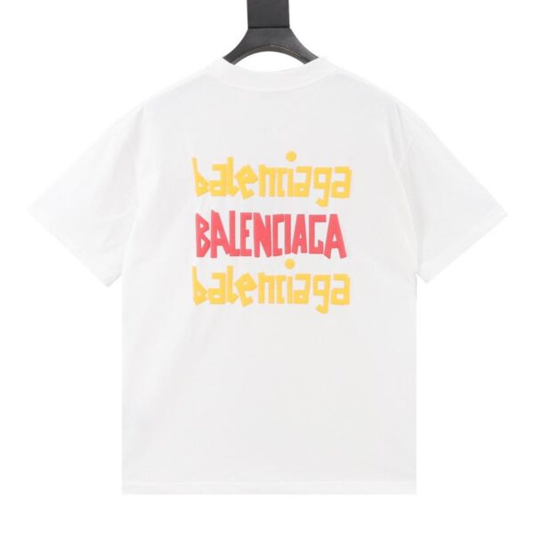 designer,replica,clothing,fake,1:1,lv,luxury,high quality Balenciaga graffiti multi-logo letter foam printed short-sleeved T-shirt (05BC)