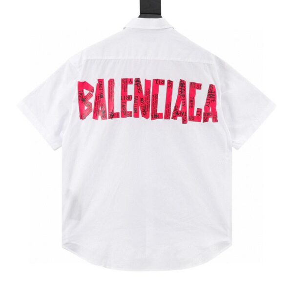 designer,replica,clothing,fake,1:1,lv,luxury,high quality Balenciaga red signature tape short-sleeved shirt (7418)
