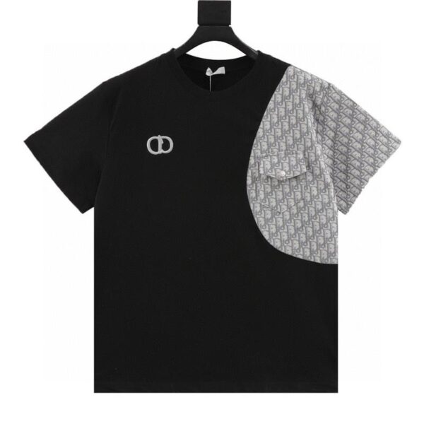 designer,replica,clothing,fake,1:1,lv,luxury,high quality Dior embroidered patchwork round neck short sleeves (2A2D)