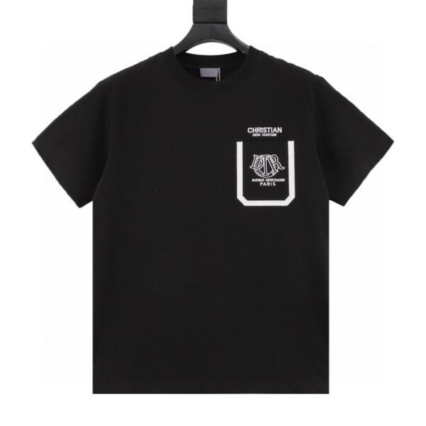 designer,replica,clothing,fake,1:1,lv,luxury,high quality Dior classic pocket embroidery short-sleeved T-shirt (CD0F)