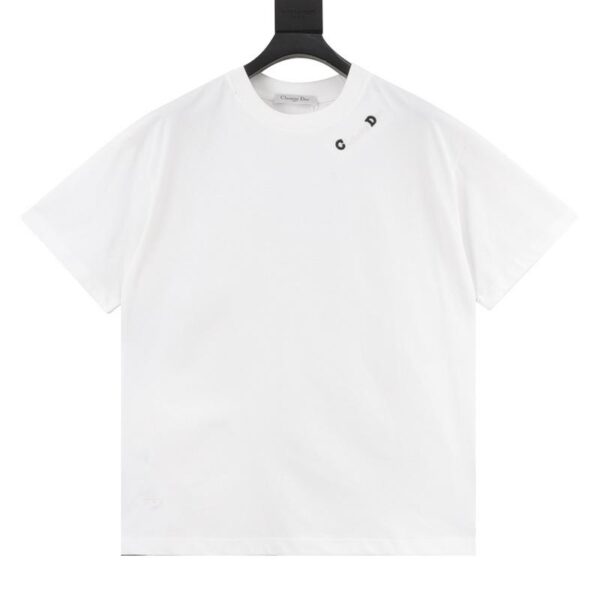designer,replica,clothing,fake,1:1,lv,luxury,high quality Dior collar CD beaded logo bee embroidered short-sleeved T-shirt (C30A)
