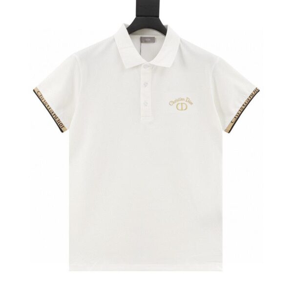 designer,replica,clothing,fake,1:1,lv,luxury,high quality Dior gold thread embroidered letters Polo short sleeves (D987)