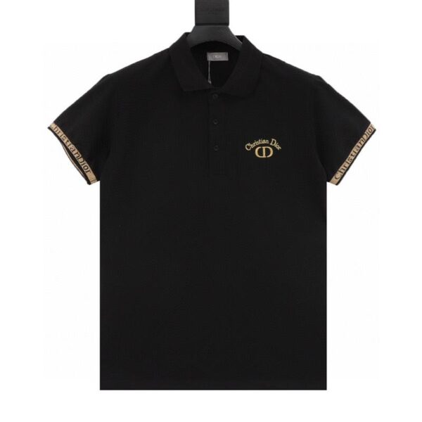 designer,replica,clothing,fake,1:1,lv,luxury,high quality Dior Gold Thread Embroidered Letters Polo Short Sleeve (F224)