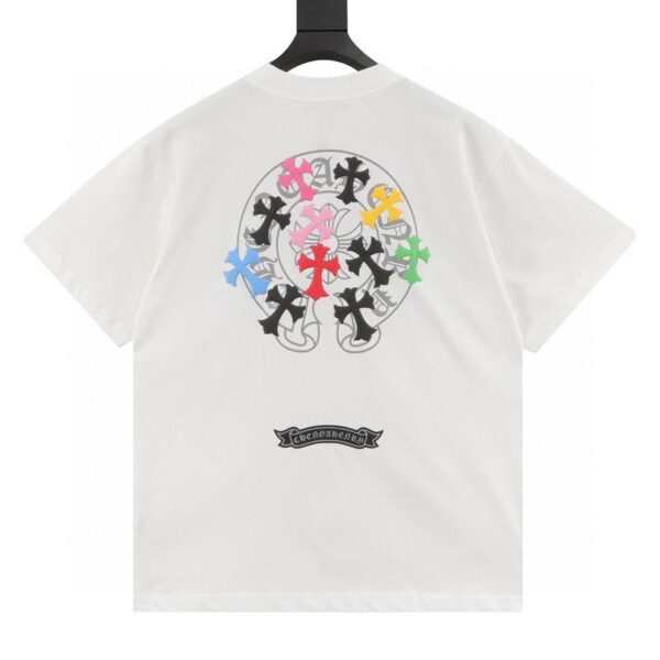 designer,replica,clothing,fake,1:1,lv,luxury,high quality Chrome Hearts colorful cross short-sleeved T-shirt (95E9)