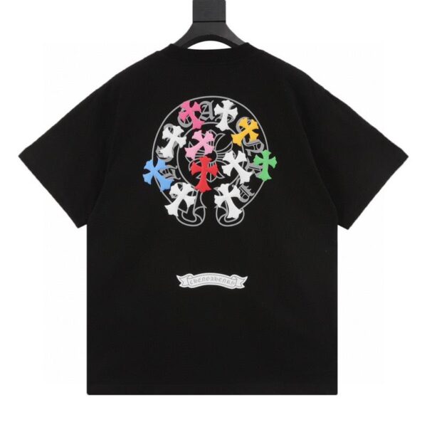 designer,replica,clothing,fake,1:1,lv,luxury,high quality Chrome Hearts colorful cross short-sleeved T-shirt (F1B7)