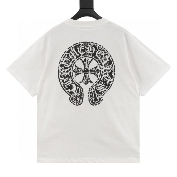 designer,replica,clothing,fake,1:1,lv,luxury,high quality Chrome Hearts back horseshoe crack print short-sleeved T-shirt (5249)