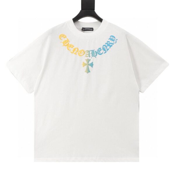 designer,replica,clothing,fake,1:1,lv,luxury,high quality Chrome Hearts gradient foam necklace printed short-sleeved T-shirt (86E2)