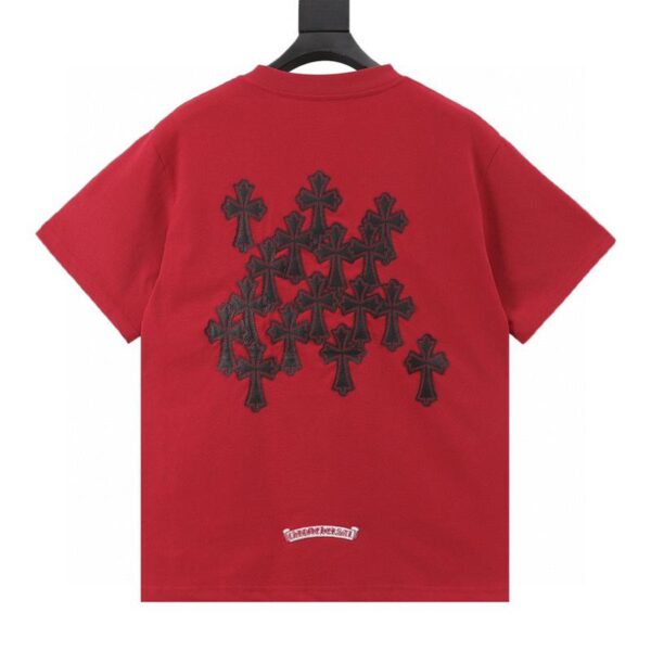 designer,replica,clothing,fake,1:1,lv,luxury,high quality Chrome Hearts full leather label short-sleeved T-shirt (D44E)