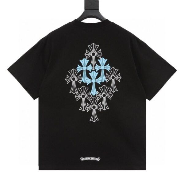 designer,replica,clothing,fake,1:1,lv,luxury,high quality Chrome Hearts blue logo Sanskrit printed short-sleeved T-shirt (C35B)