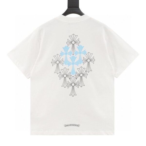 designer,replica,clothing,fake,1:1,lv,luxury,high quality Chrome Hearts blue logo Sanskrit printed short-sleeved T-shirt (EF93)
