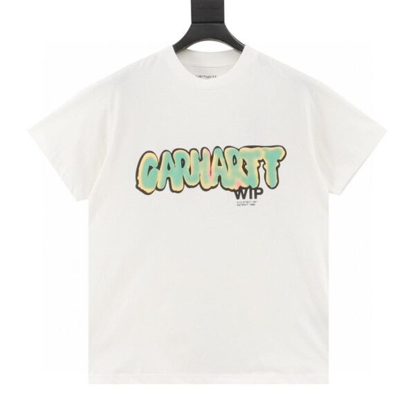 designer,replica,clothing,fake,1:1,lv,luxury,high quality Carhartt WI spring and summer new graffiti letters gradient pattern printed short-sleeved T-shirt (68F5)