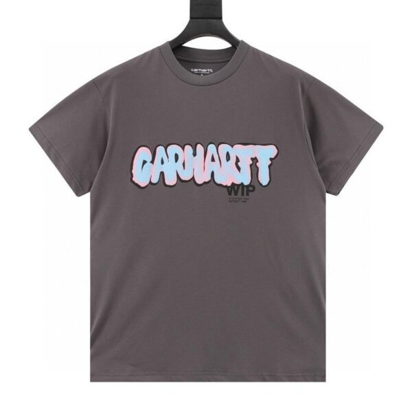 designer,replica,clothing,fake,1:1,lv,luxury,high quality Carhartt WI spring and summer new graffiti letters gradient pattern printed short-sleeved T-shirt (CD1B)
