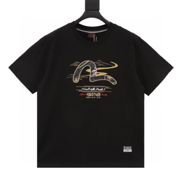 designer,replica,clothing,fake,1:1,lv,luxury,high quality Evisu seagull brocade patch regular fit T-shirt (F927)