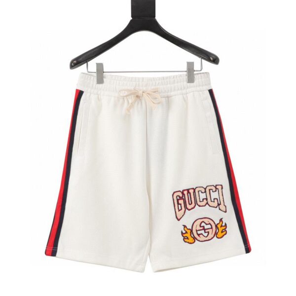 designer,replica,clothing,fake,1:1,lv,luxury,high quality Gucci flame logo terry embroidered letter shorts (FB88)