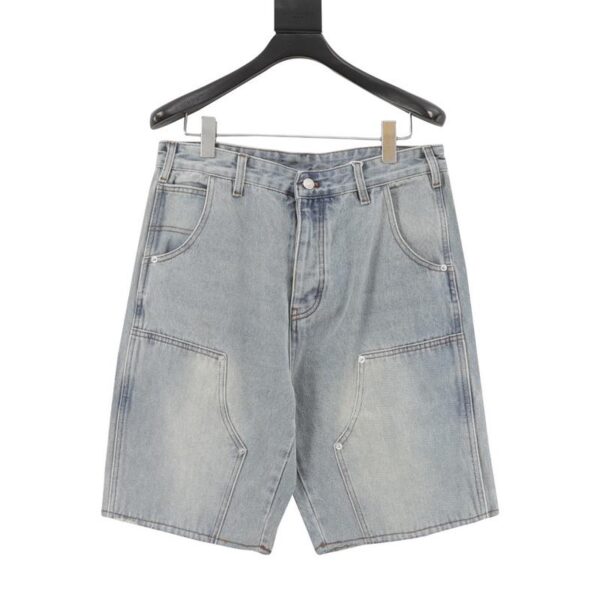 designer,replica,clothing,fake,1:1,lv,luxury,high quality MAISON MARGIELA MM6 Back Pocket Leather Label Cargo Quarter Denim Shorts (237F)