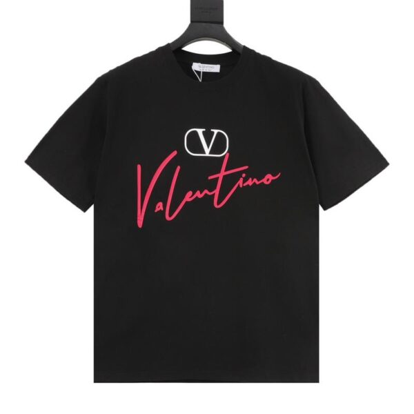 designer,replica,clothing,fake,1:1,lv,luxury,high quality Valentino V logo red signature printed short-sleeved T-shirt (B642)