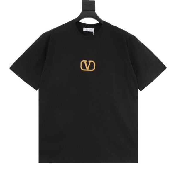 designer,replica,clothing,fake,1:1,lv,luxury,high quality Valentino gold chain embroidered V logo short-sleeved T-shirt (5711)