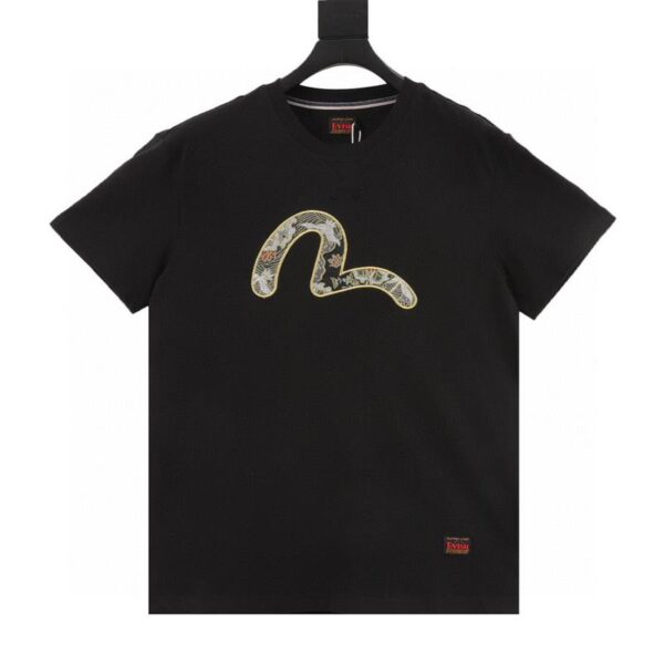 designer,replica,clothing,fake,1:1,lv,luxury,high quality evisu brocade little seagull patch short sleeves (6284)