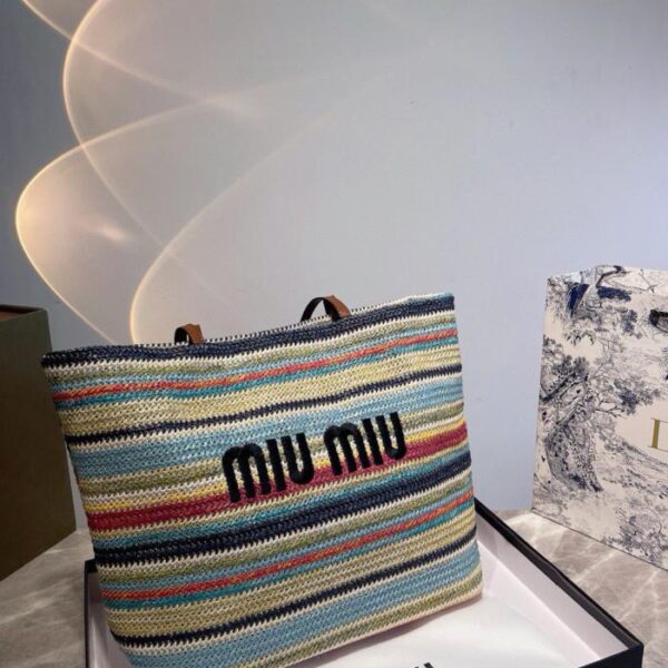 designer,replica,clothing,fake,1:1,lv,luxury,high quality Miu Miu American retro fairy tote bag straw bag