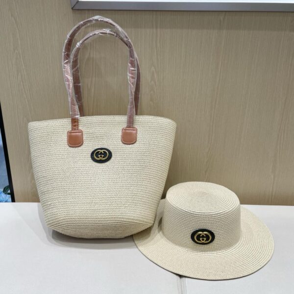 designer,replica,clothing,fake,1:1,lv,luxury,high quality Gucci new two-piece retro tote bag for women Xia Sen straw bag